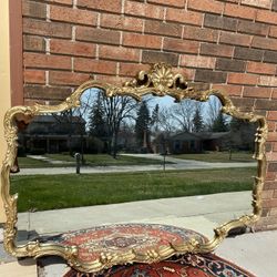 Very Gorgeous Antique Large Wood Mirror 