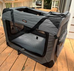 3-Door Folding Soft Dog Crate with Carrying Bag and Fleece Bed