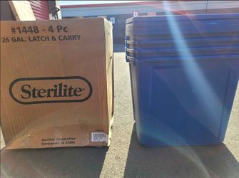 Sterilite Latch & Carry 26gal Plastic Storage Tote w/Latching Lid, (4 Pack)