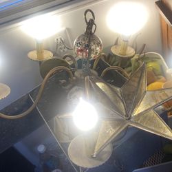 vintage antique light fixture with 5 hanging lamps