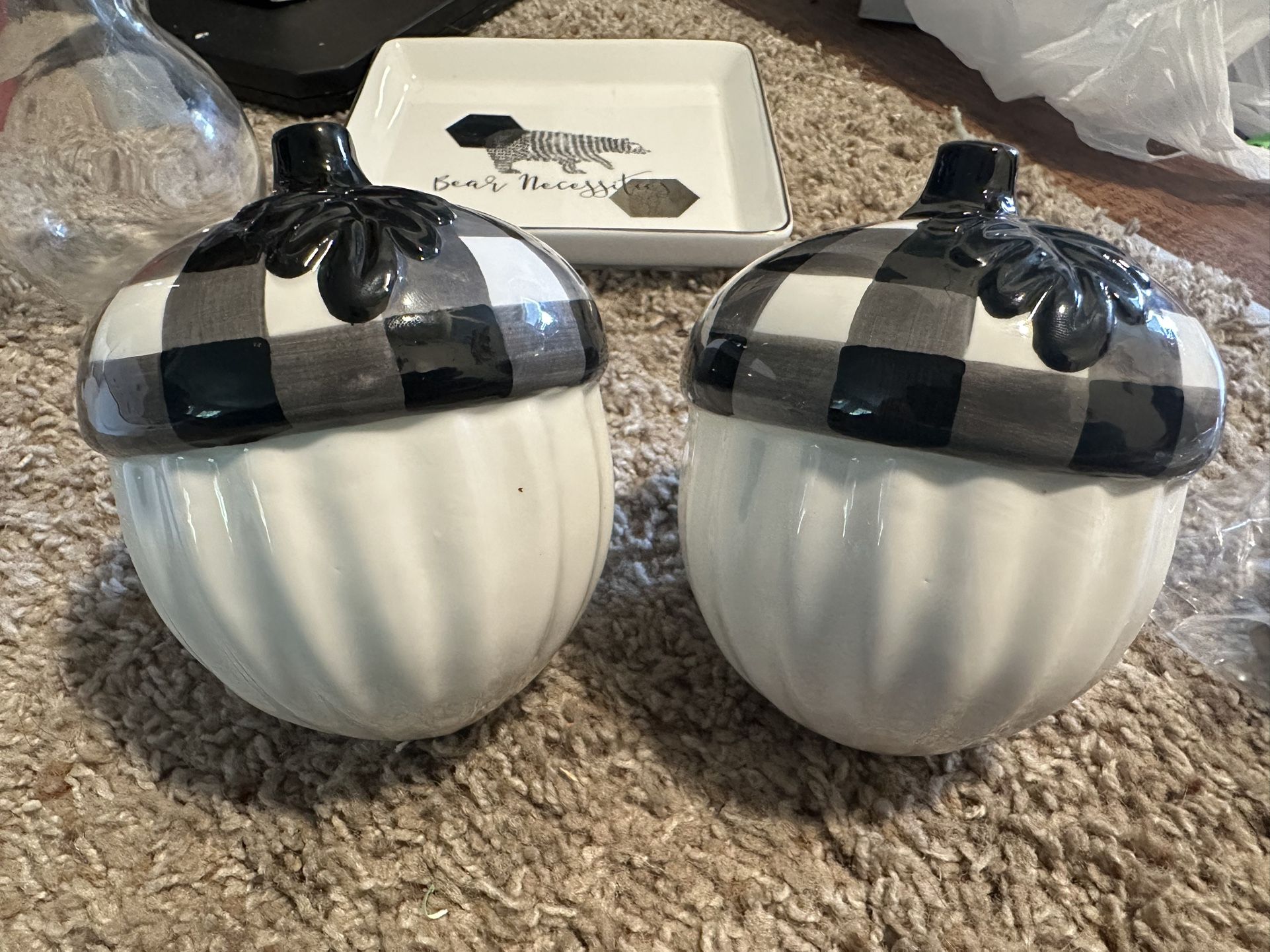 Ceramic Plaid Acorns