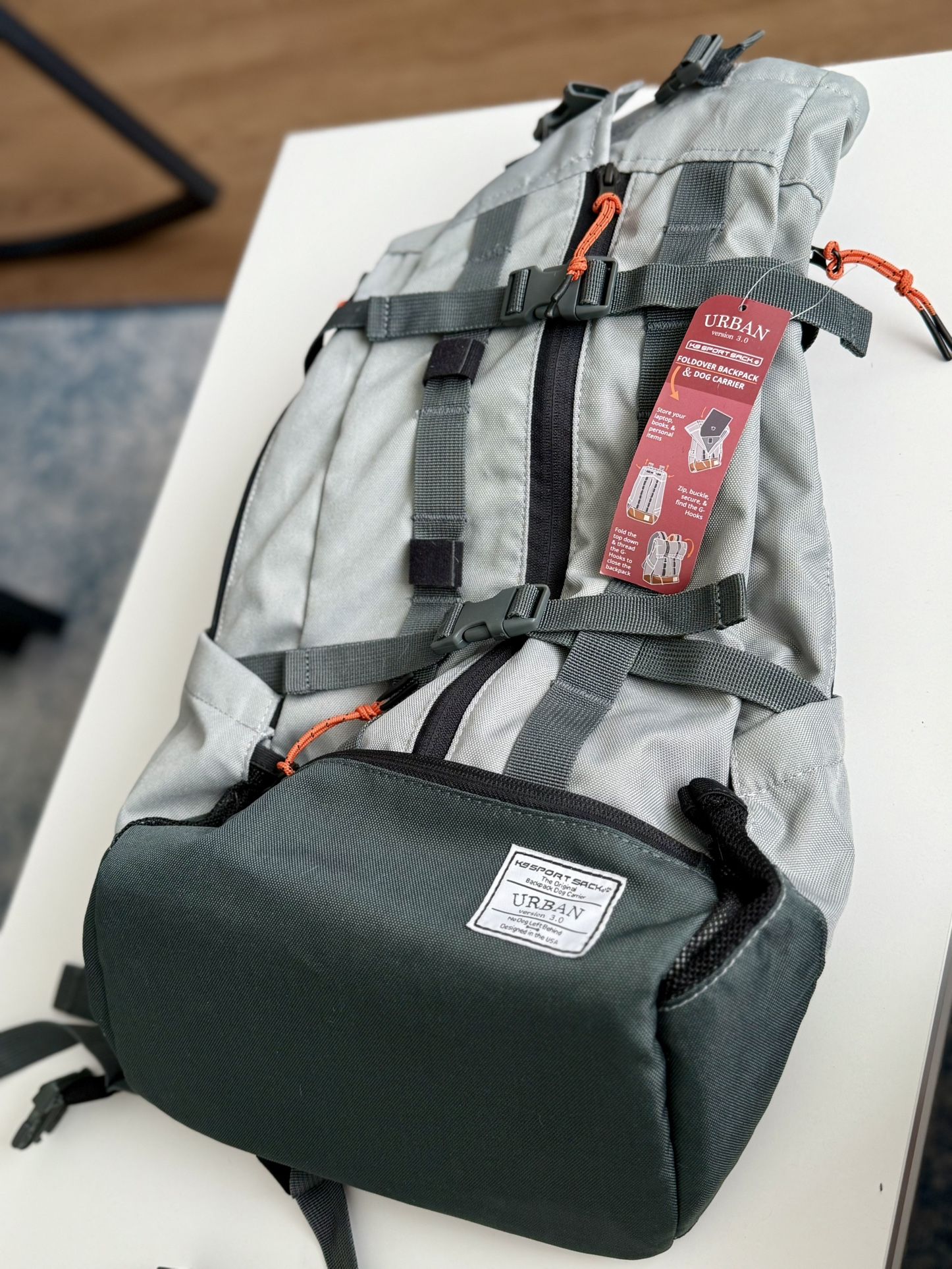 K9 Sport Sack Urban 2 Dog Carrier Backpack – Medium, Gray– New with Tags