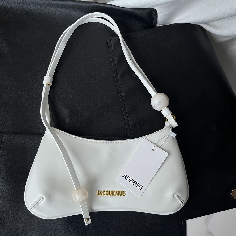 Jacquemus Le Bisou Perle White Beaded Shoulder Bag