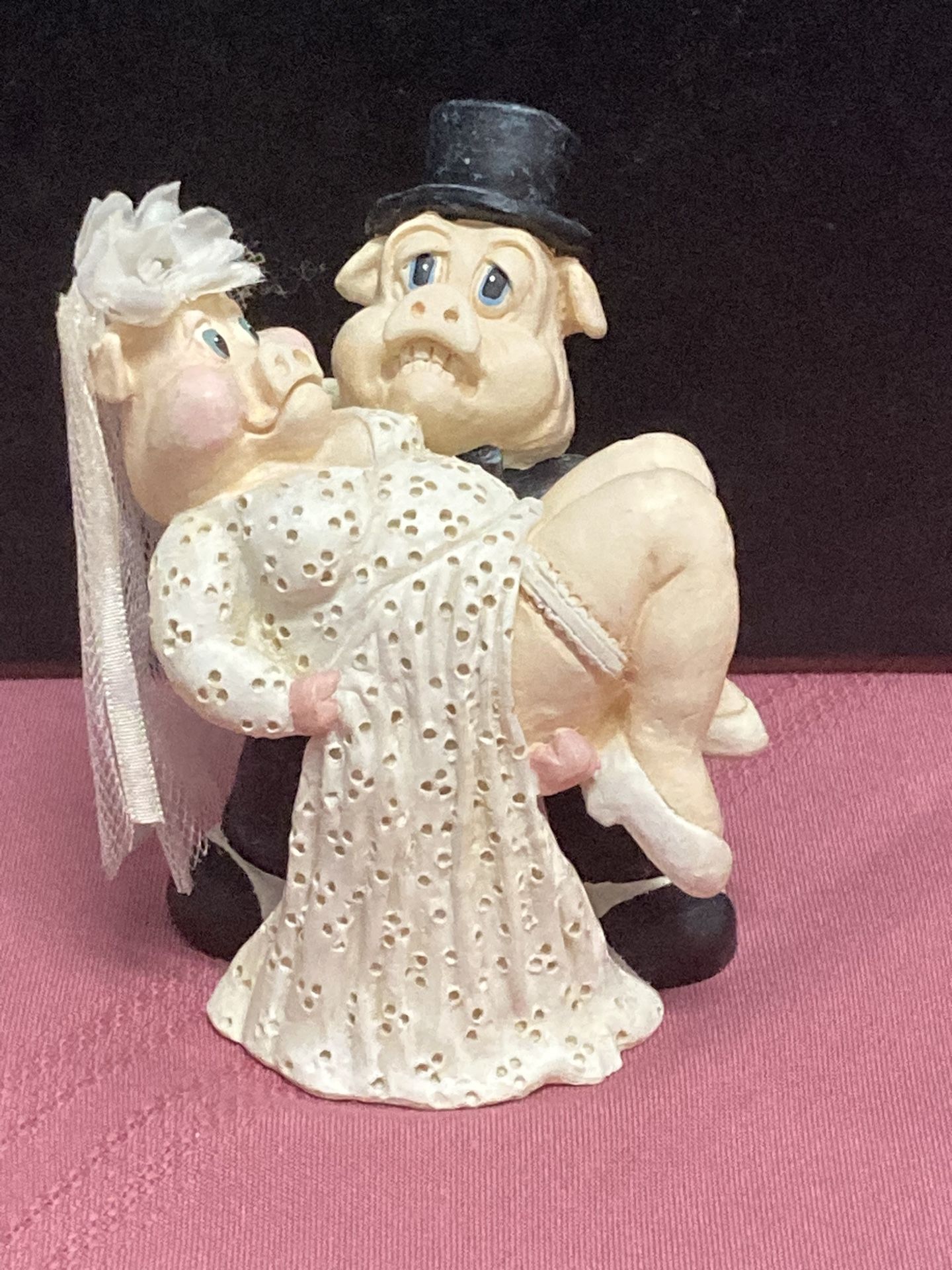 Wedding Day Pig Couple, Cast Resin
