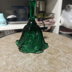 vintage green art glass bell