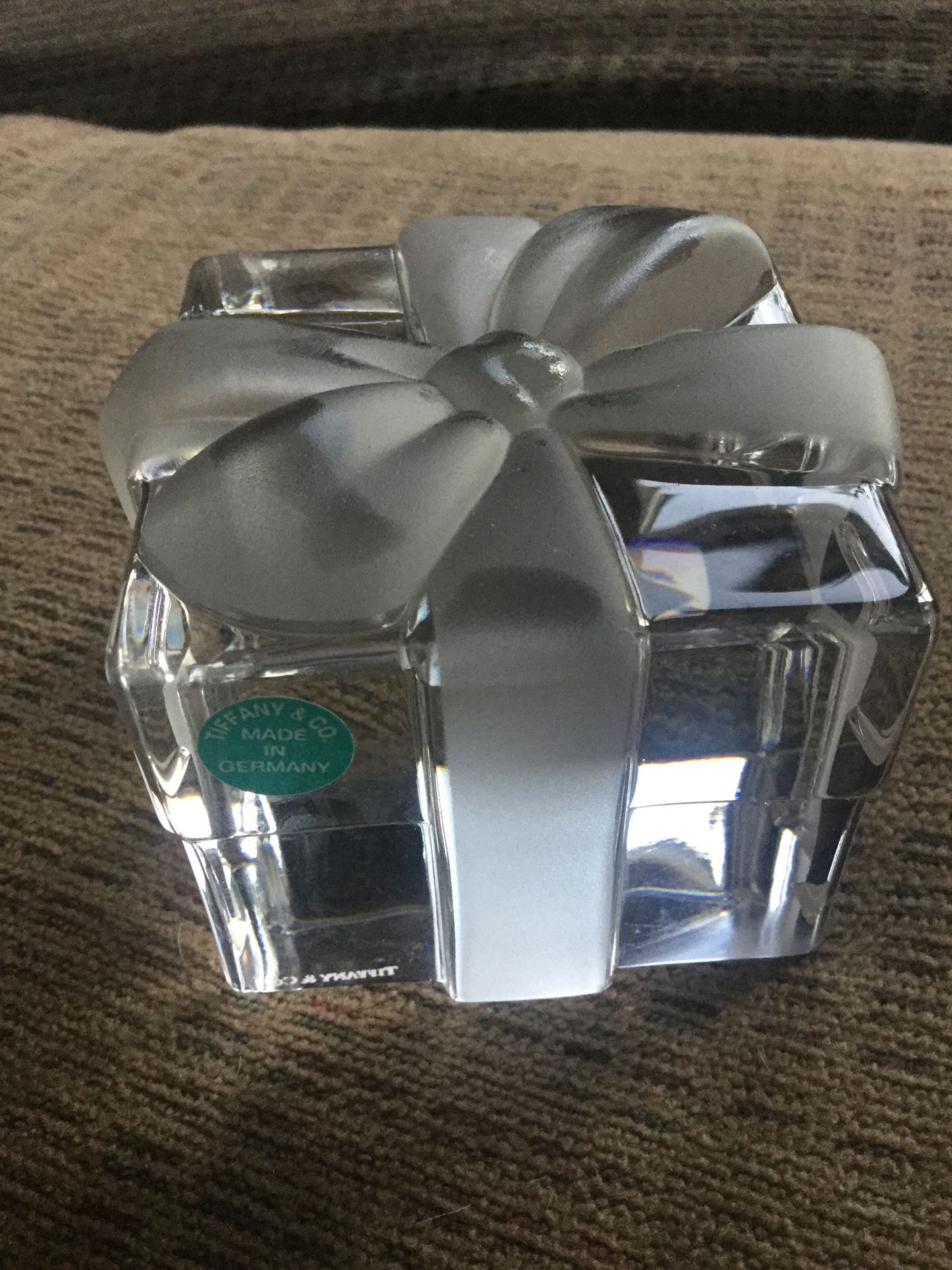 Authentic Tiffany & Co. gift box paperweight with frosted bow