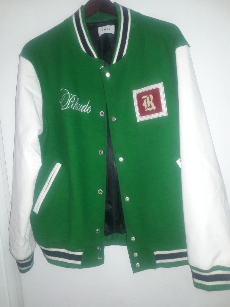 ** AUTHENTIC MEN'S RHUDE TILE VARSITY JACKET / SIZE L
