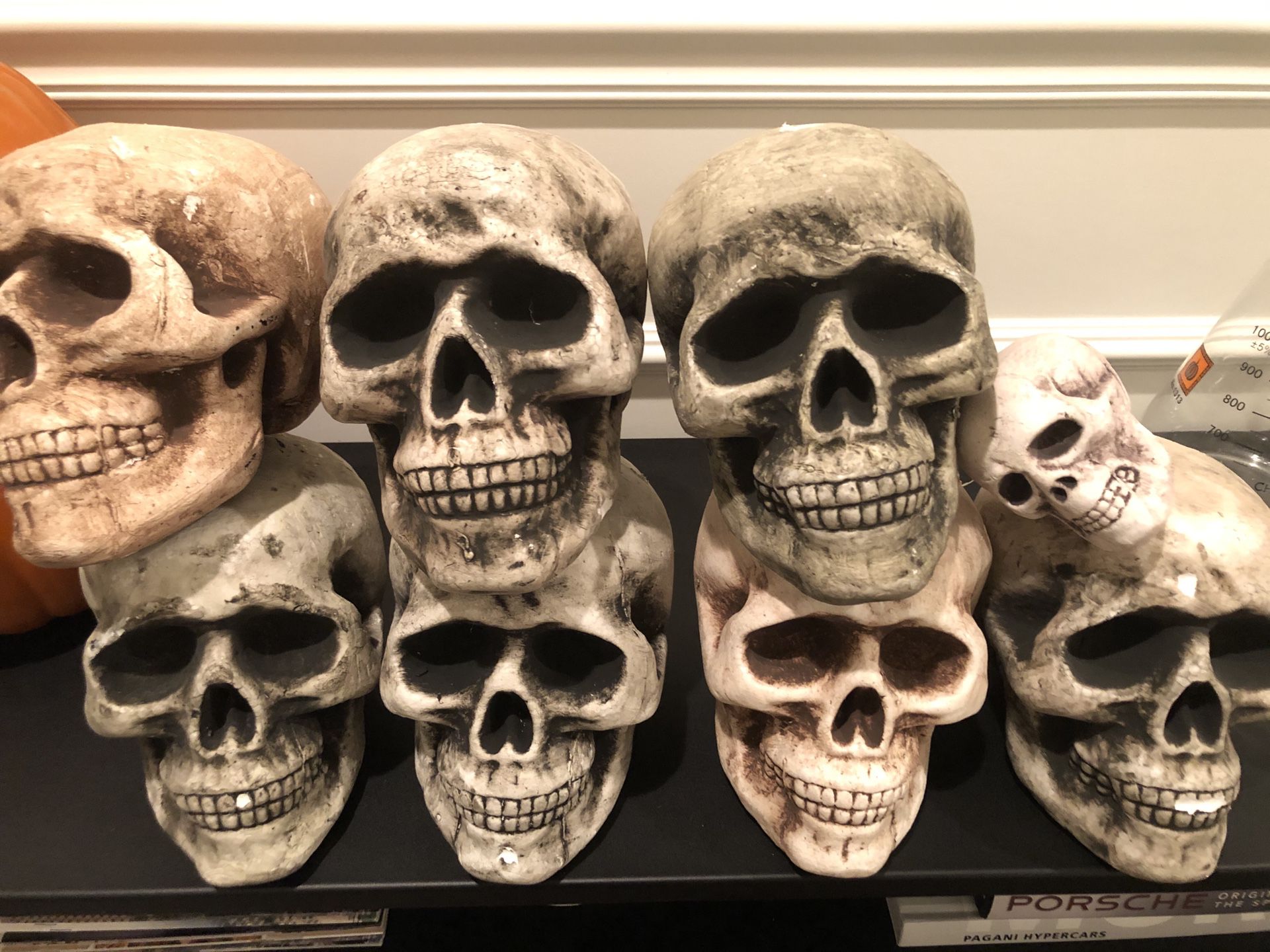 Styrofoam skulls Halloween decor