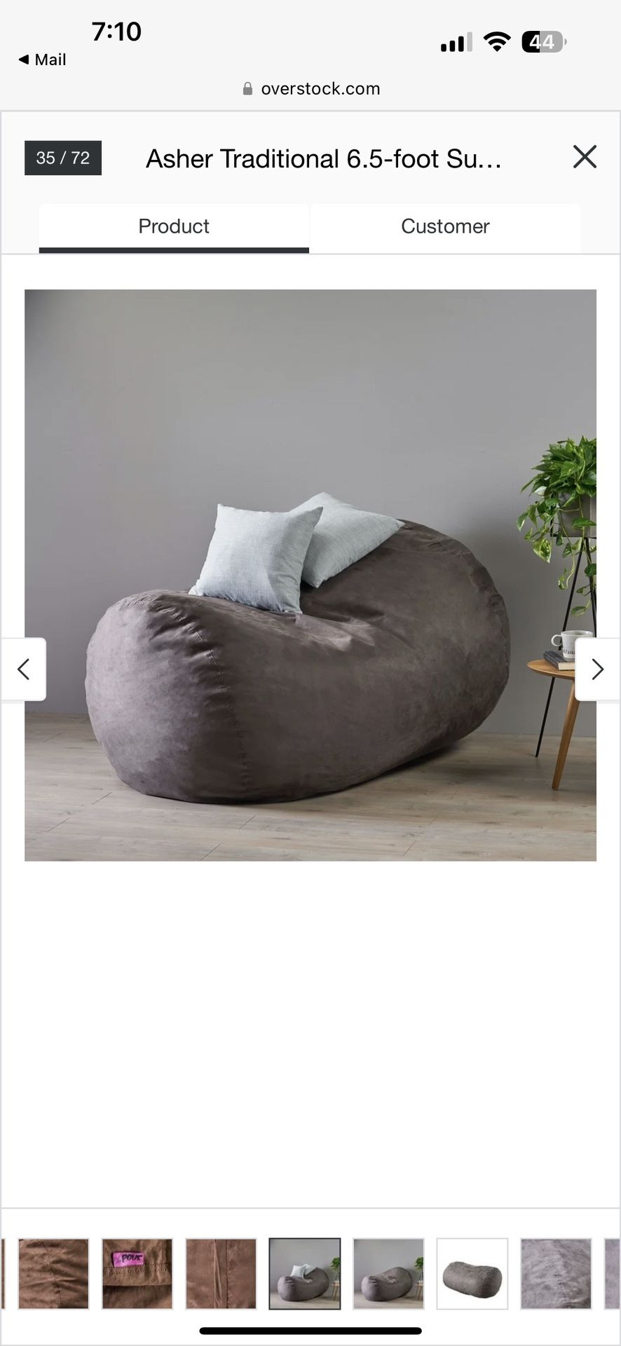 6.5-foot Suede Bean Bag 