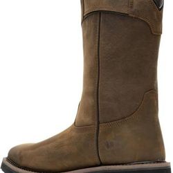 NEW SZ 10  Men Work Boots Wolverine Rancher Pulltab Waterproof Safety Steel Toe Boot Wellington Pull-up 10"