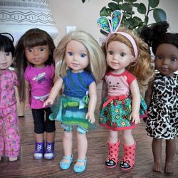 Lot 5 Wellie Wishers Dolls American Girl Doll 