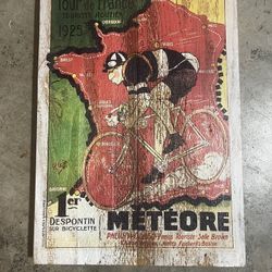 Distressed Wood Cycling Wall Art
