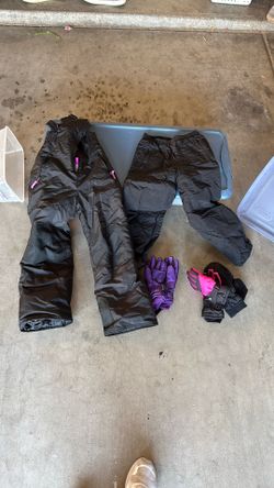 Snow Bib Size 7-8, Pants Size Large, Gloves