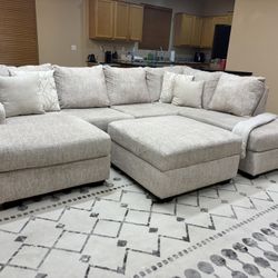 2pc Ultra-Soft Ashley Beige U-Shape Sectional 