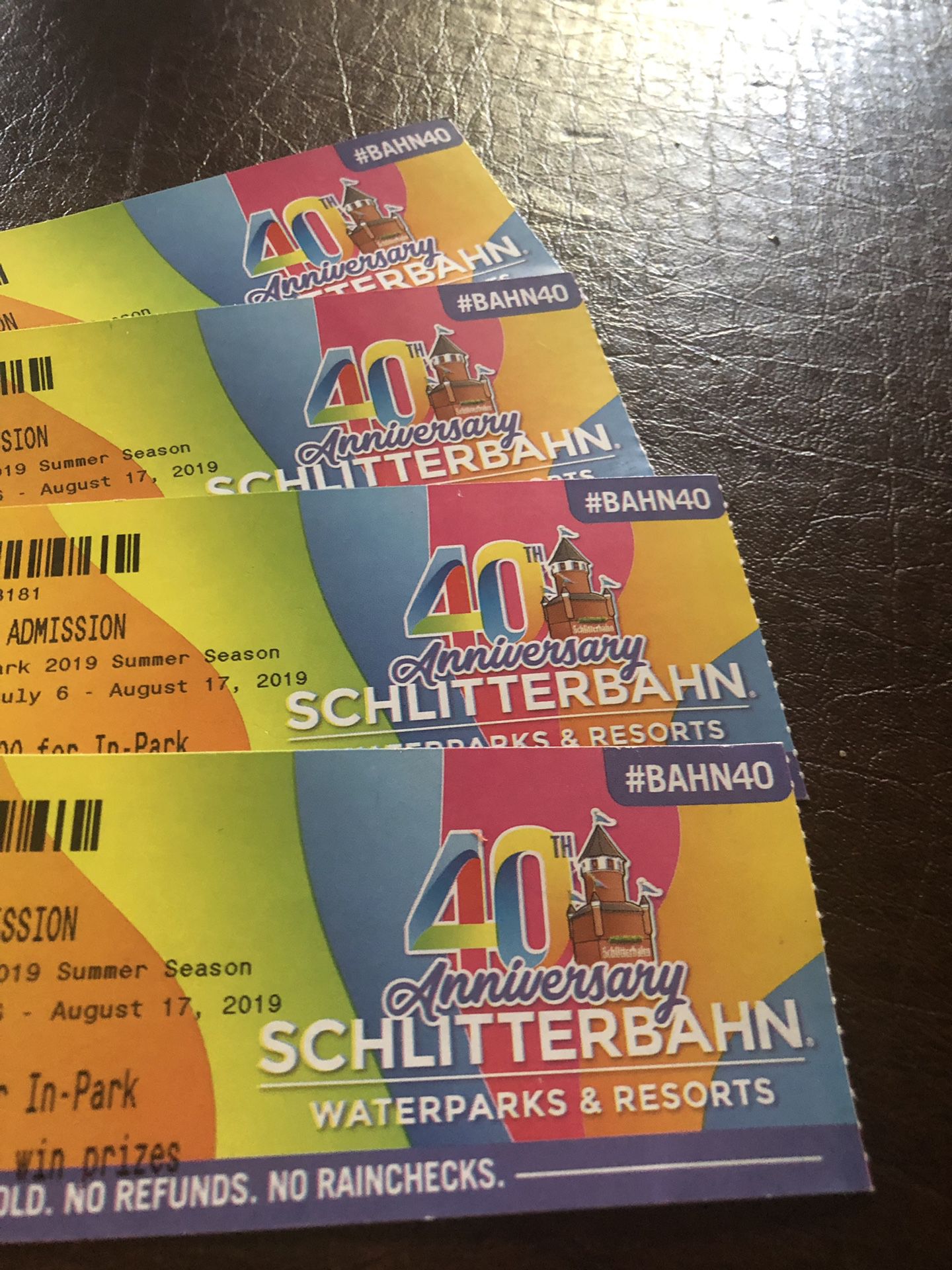For sale 4 tickets for schlitterbahn 150 for all