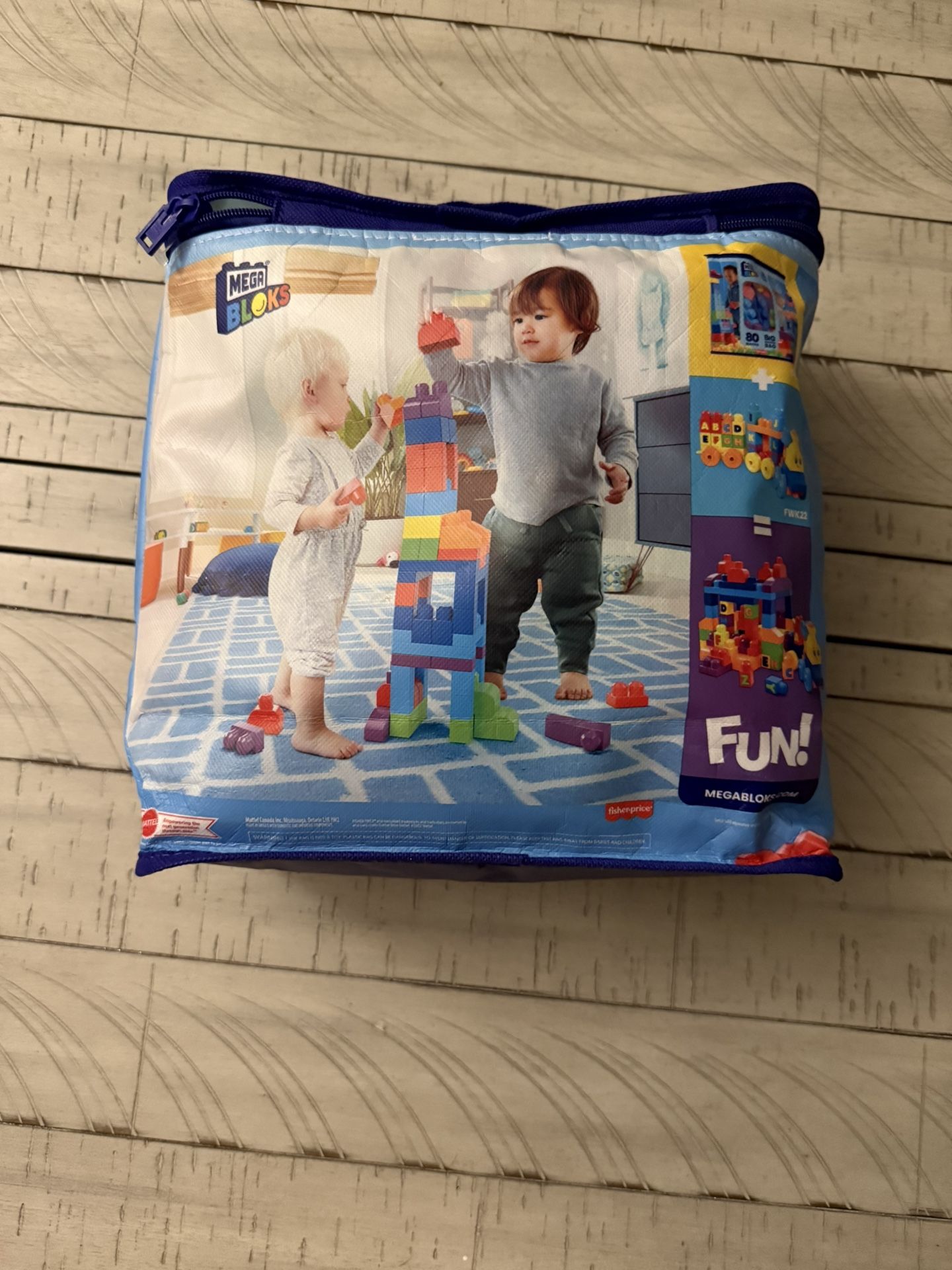 MEGA BLOKS First Builders Toddler Blocks Toys Set, Big Building Bag with 80 Pieces and Storage, Blue, Ages 1+