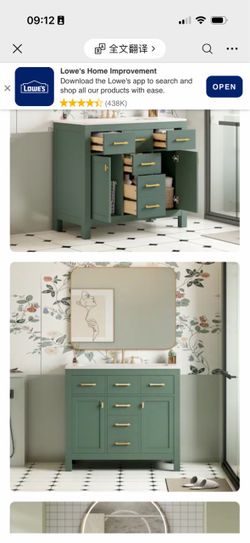 LOVMOR 36inch Bathroom Vanity with Ceramic Sink Combo Set with 4 Drawers and 2 Cabinets