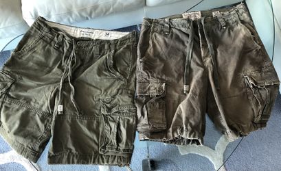 ABERCROMBIE FITCH A & F ARMY CAMO CAMOUFLAGE GREEN BROWN 34 36 CARGO SHORTS 