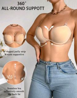 Women's Minimalist Solid Color Underwire Supportive Bra, Detachable Transparent Shoulder Strap size 34b