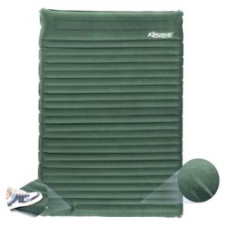 4 Inch Thick Double Sleeping Pad for Camping, Portable Outdoor Air Mattress 2 Person, Lightweight Backpacking Sleeping Mat for Hiking, Tent, Travel