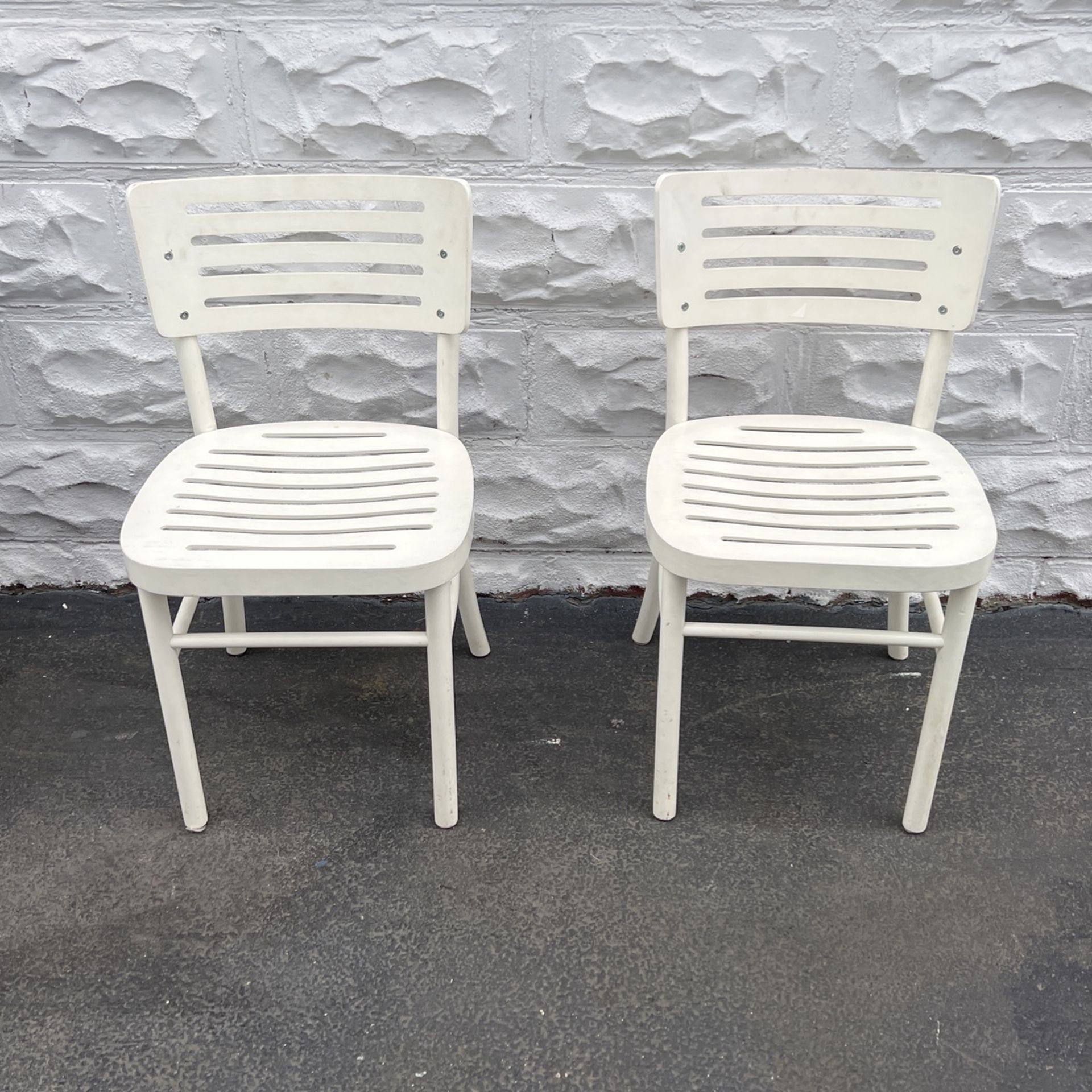 2 White Wooden IKEA Kitchen Chairs