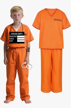 New!! Kid’s Orange Prisoner Halloween Costume