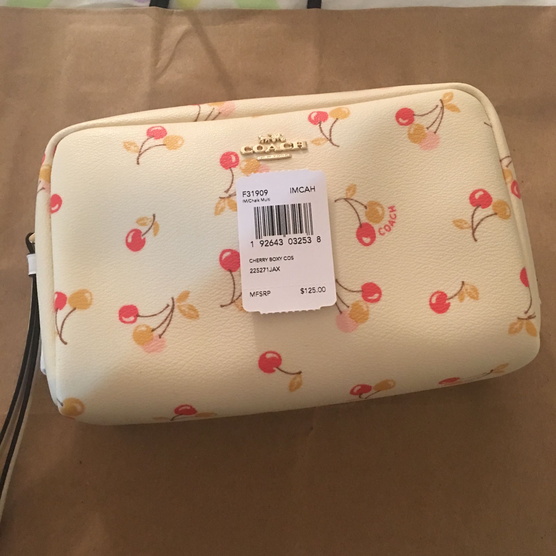 Coach cherry cosmetic bag