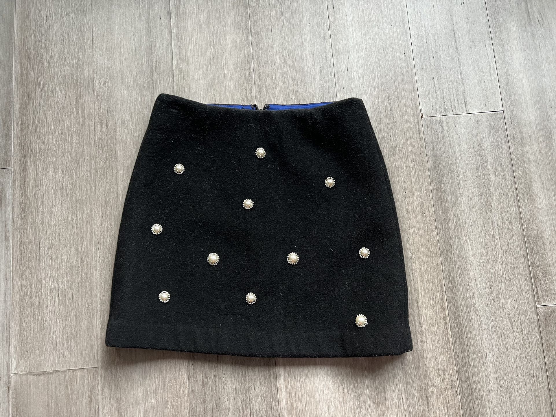 Black Woolen Mini Skirt