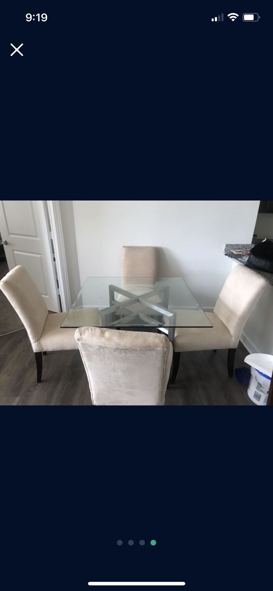 Square Glass Top Table With Four Chairs