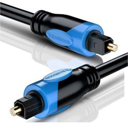 BlueRigger Digital Optical Audio Toslink Cable (15FT, Fiber Optic Cord, in-Wall CL3 Rated, 24K Gold-Plated) - Compatible with Home Theatre, Sound Bar,