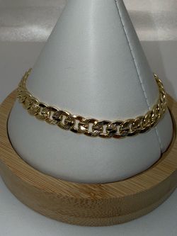 7.5 Inch 6.1mm Diamond Cut Cuban Link Bracelet 18K Gold Dipped
