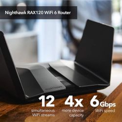 NETGEAR Nighthawk WiFi 6 Router (RAX120) 12-Stream Dual-Band Gigabit Router, AX6000 Wireless Speed (Up to 6 Gbps), Coverage Up to 3,500 sq.ft.