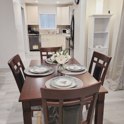 Brand New Brown Wooden 5 Piece 4 Chairs Dining Table Set | Pay After Delivery 