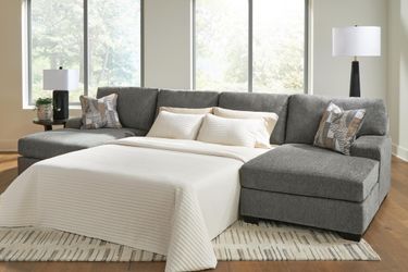 Newellen Greystone 3-Piece Sleeper Sectional with Double Chaise (Online Special Price)