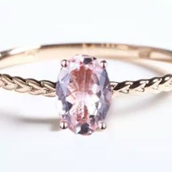 Natural Morganite Solid 14k Rose Gold Engagement Wedding Ring