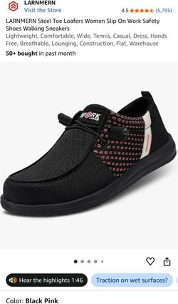 Women's Steel Toe Slip-On Work Shoes. Size: Women 6.5
