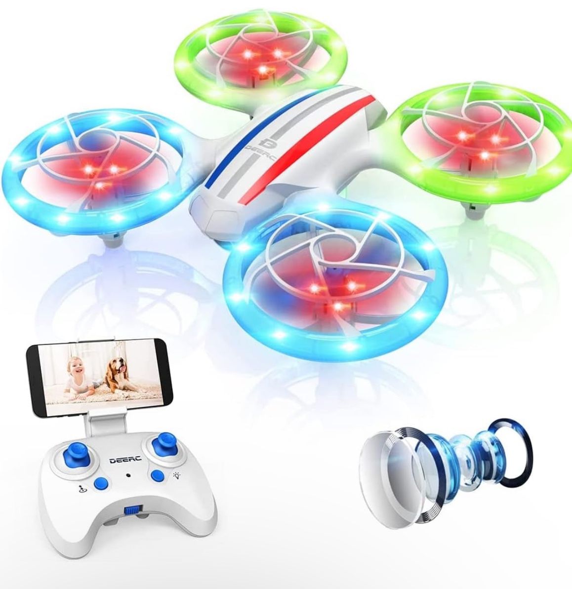 Drone for Kids , LED RC Mini Drone with Altitude Hold, Headless Mode,Quadcopter with 720P HD Camera