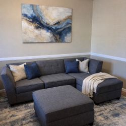 Gray Sectional Sofa w/ottoman