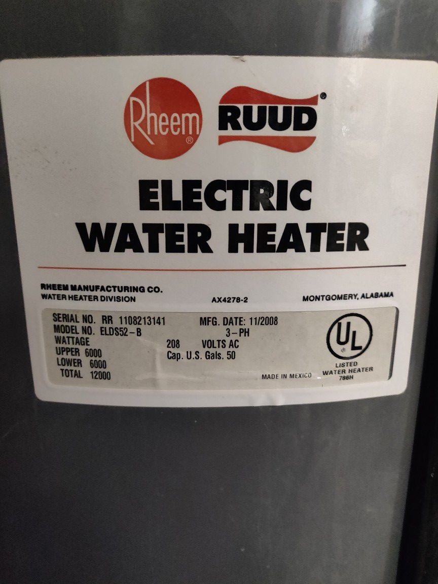 Rheem 50 Gallon Electric Water Heater
