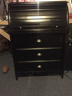 Pottery Barn Kadden Roll Top Desk Antique Black