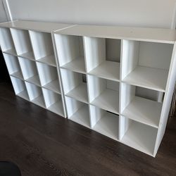 Two 9 Cube Laminated Wood Stackable Open Bookcase Display Shelf Storage Organizer for Home