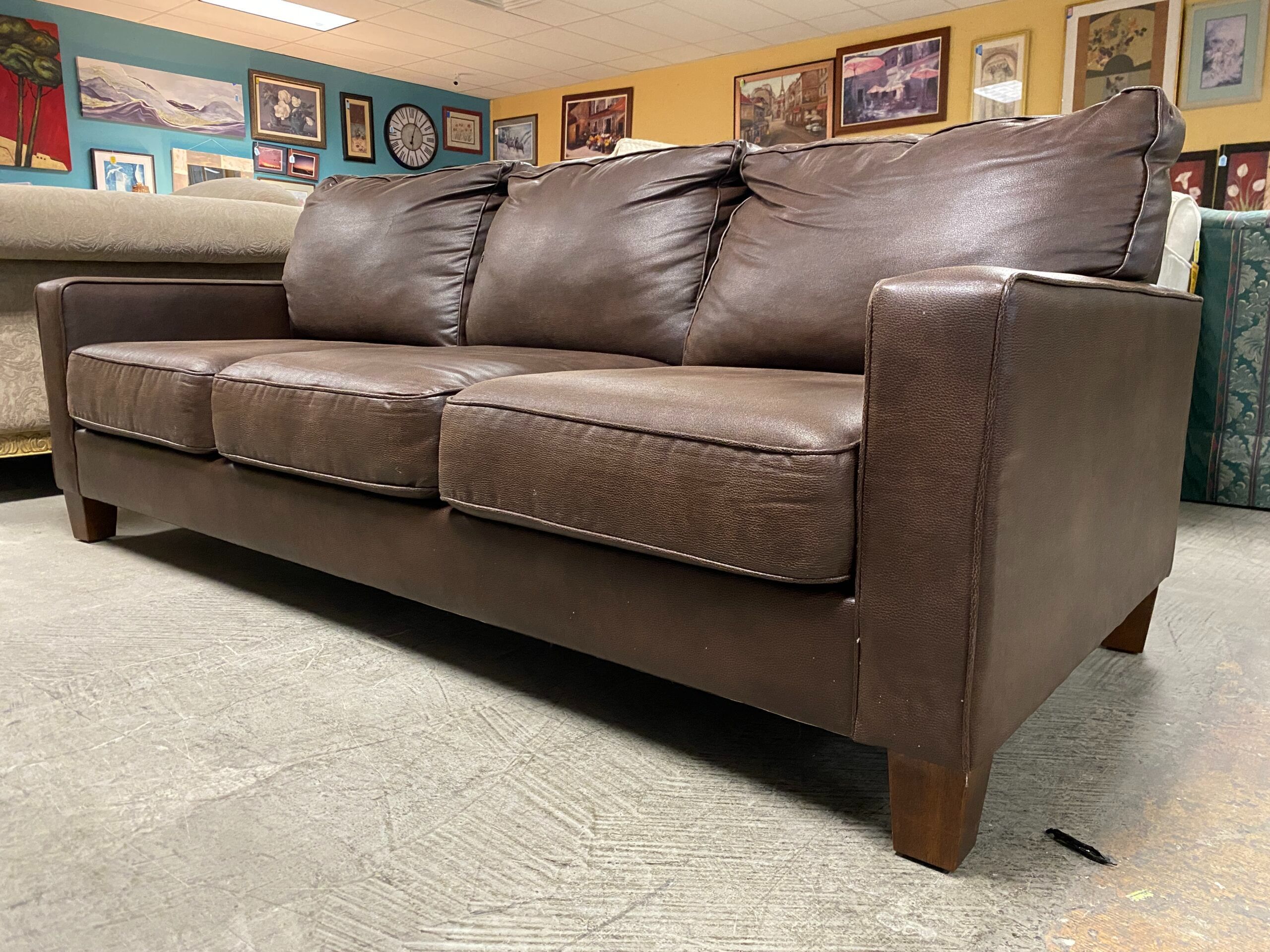 Classic Brown Leather Sofa
