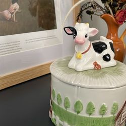 Cow Ceramic Dish - Cow Handle, Likely Sugar Dish