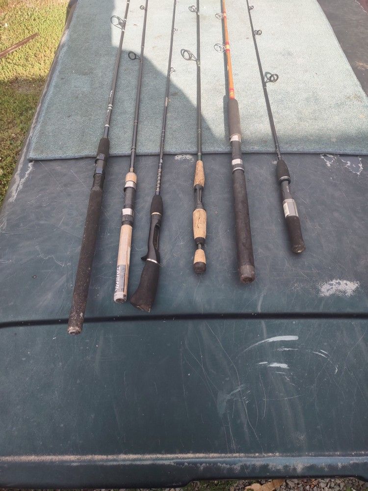 Six Fishing Poles With Broken Tips For Sale