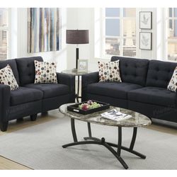 Black Sofa And Love Seat Set 