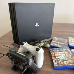 PS4 Pro Bundle – 3 Controllers, 11 Games, Charging Dock, + Vertical Stand – Excellent Condition