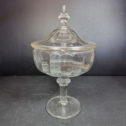 Vintage Pedestal Clear Covered Candy Dish/Compote

