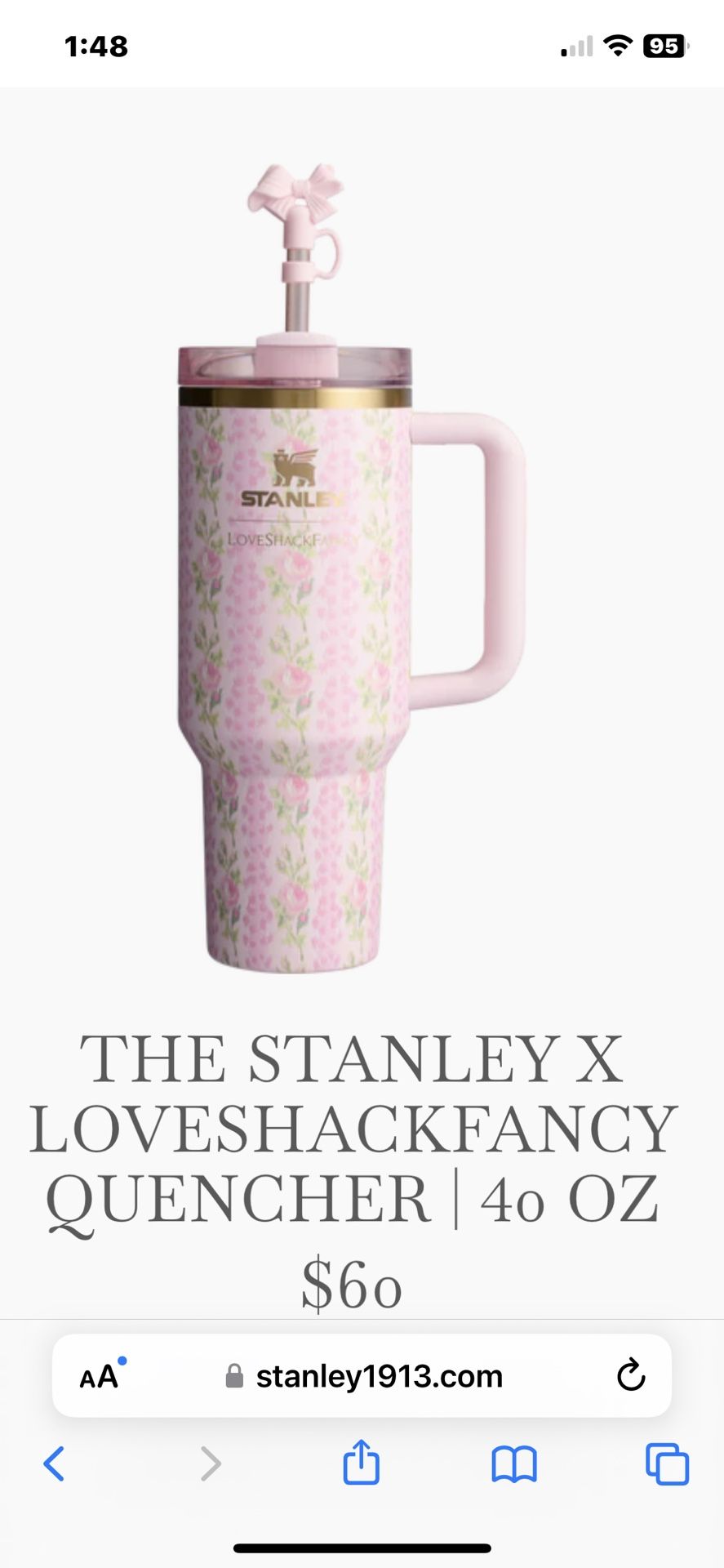 Stanley X Loveshackfancy Blooming Heirloom 40 oz Quencher Btw In Box