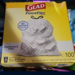 GLAD FORCEFLEX Tall Kitchen Drawstrings Trash Bags Fragrance Free (100 Count) For $15