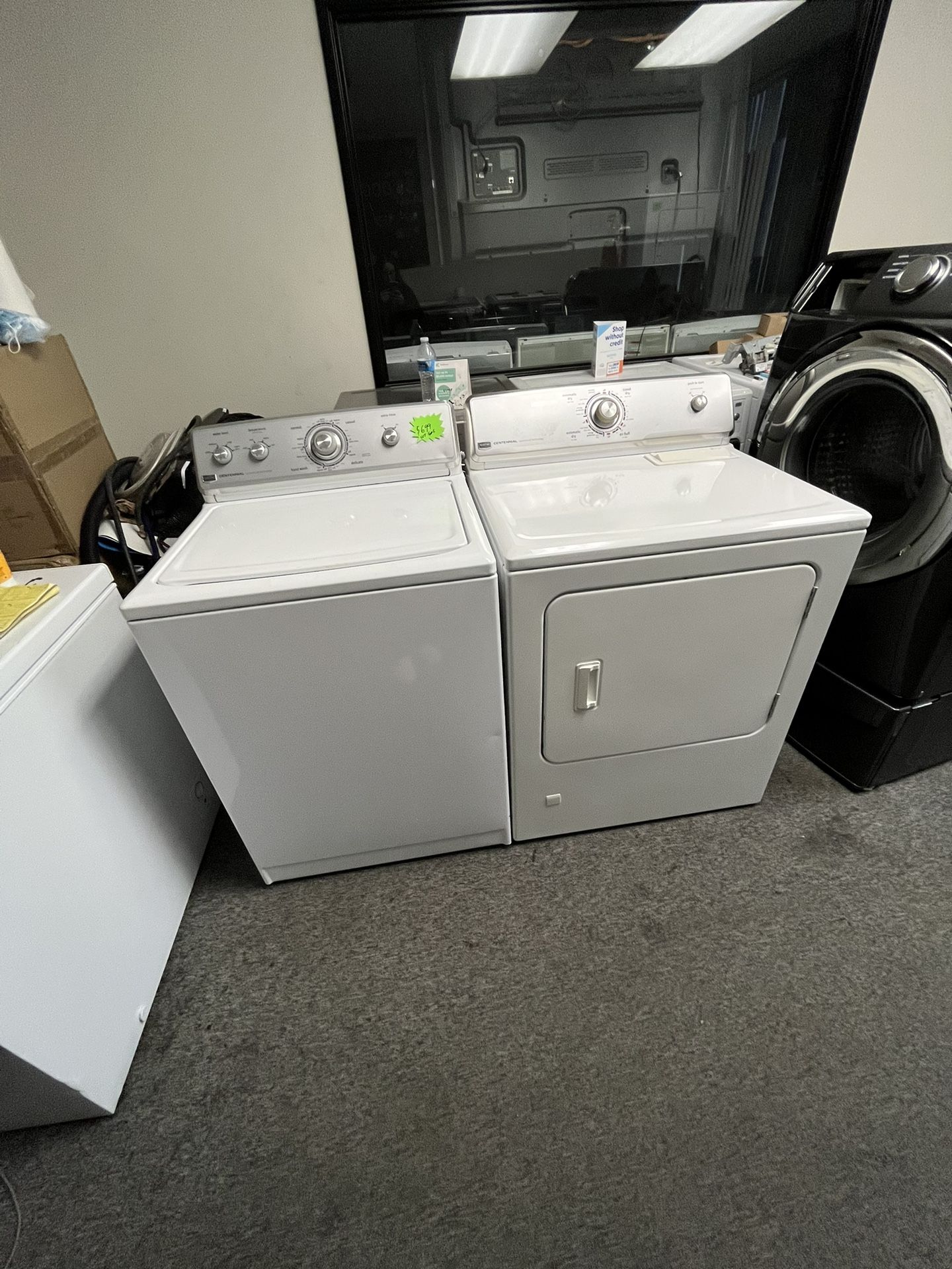 MAYTAG CENTENNIAL TOP LOAD WASHER WITH AGITATOR AND GAS DRYER